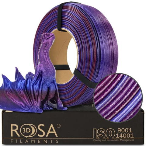 ROSA 3D Filaments Refill PLA Galaxy Rainbow 1,75mm 1kg Blau Lila Brokatowy Andromeda